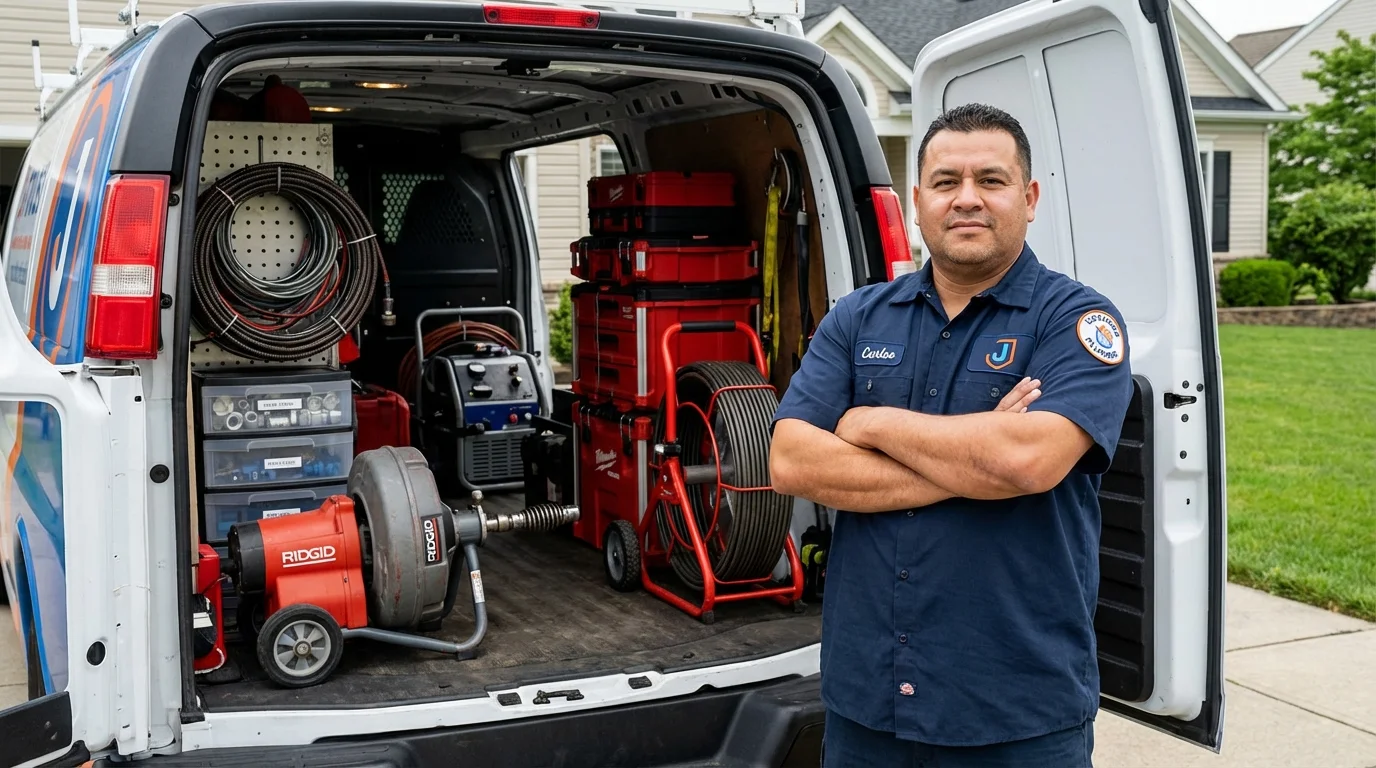 Professional drain cleaning equipment and Johns Plumbing LLC plumber in Mercedes
