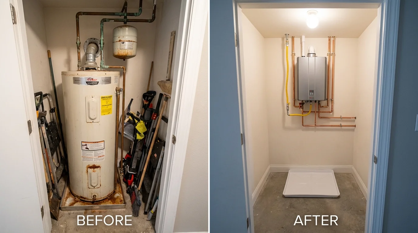 Tank water heater versus wall-mounted tankless unit comparison for Mercedes, TX homeowners